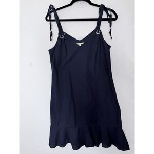 Gianni Bini Linen Cotton Dress‎  Womens S Black Sleeveless Lined Ruffled Resort
